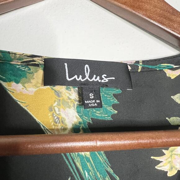 Lulus Darby‎ Floral Shirt Womens Small Dark Charcoal Satin Long Sleeve Going Out - Picture 7 of 11